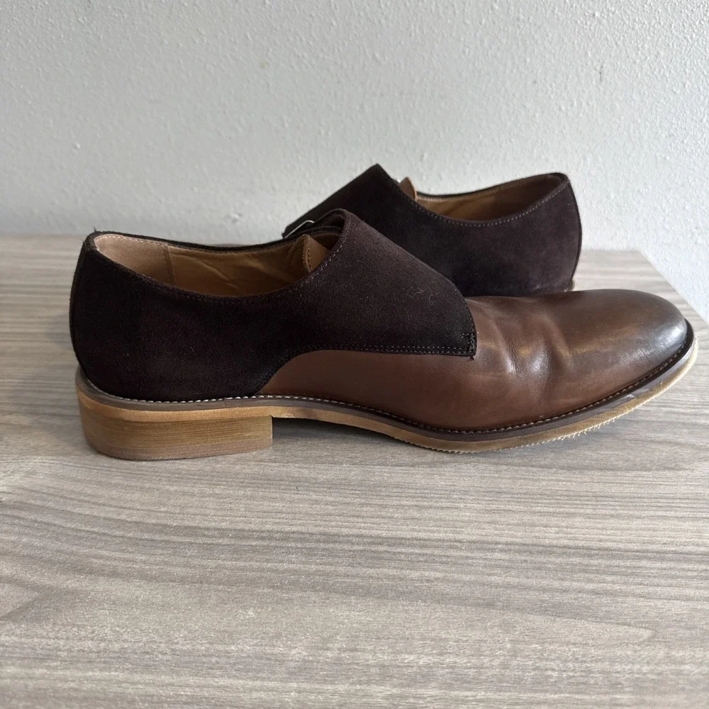 La Milano Albin Monk Strap Mens Sz 12 Cognac Leather Cap Toe Dress Shoes A11641